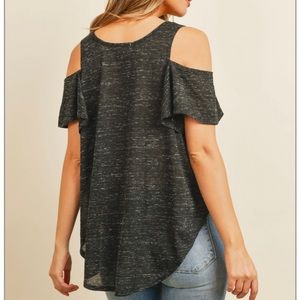 Gray cold shouldered top